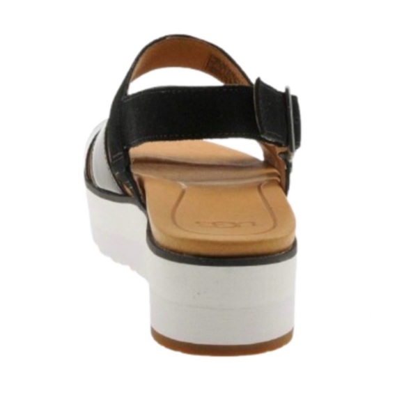 UGG Braelynn Platform Sandal Black White Size 7 - Picture 4 of 8